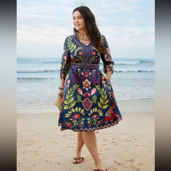 BloomChic - Colorful Boho Dress with Pockets
Midi Dress- 14/16 -like new - Picture 7 of 8